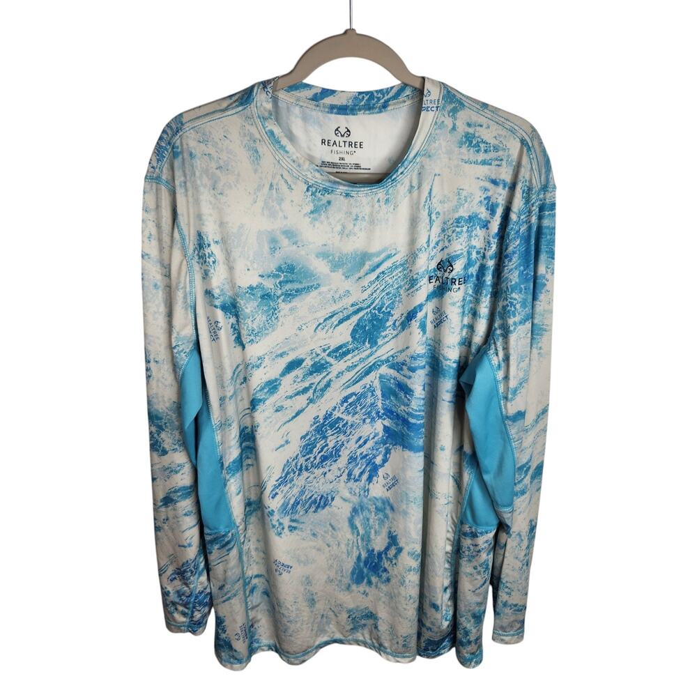 Realtree Aspect Long Sleeve Performance Fishing Tee Men's 2XL Crystal Blue